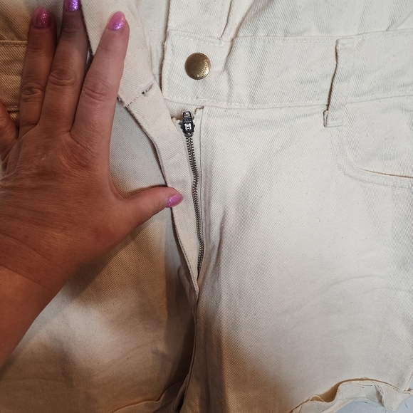 NWT Zara Cream Denim Playsuit Romper Size Large. - Picture 3 of 16